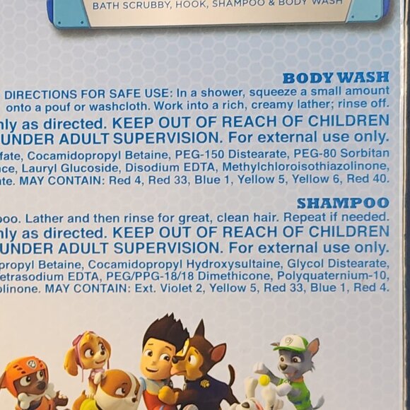 Nickelodeon Paw Patrol 4pc Soap Scrub Shampoo Body Wash Scrubby Hook Bath Set - Picture 12 of 16